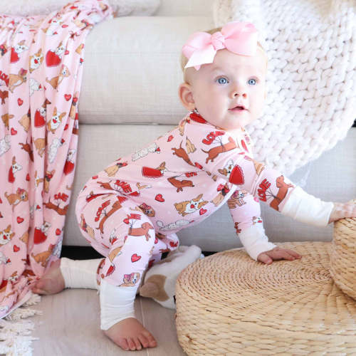 Pups & Kisses Convertible Zip Romper | Pink
