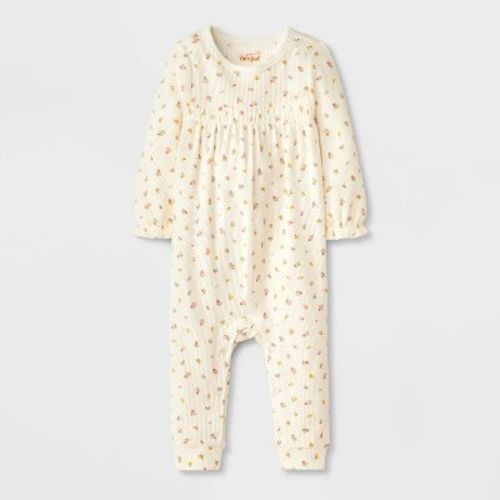 Baby Girls' Long Sleeve Waffle Romper - Cat & Jack™ Rose Red 3-6M