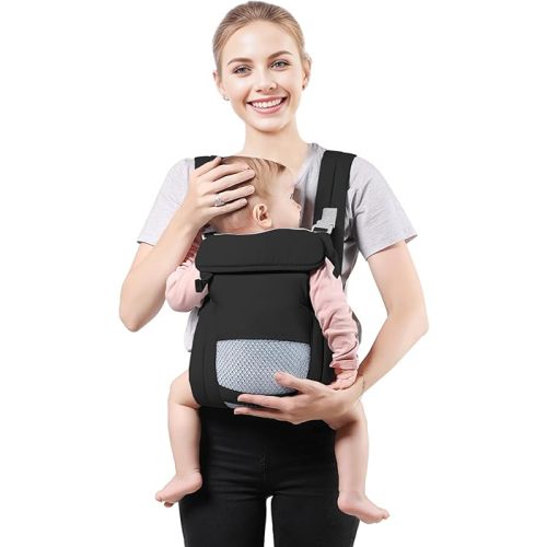 Baby Carrier Newborn to Toddler, Cozy Baby Wrap Carrier(7-30lbs), Easily Adjustable Toddler Carrier, Lightweight Baby Holder Carrier, Baby Sling Carrier, Black