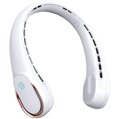 FrSara Neck Fan, Portable Personal Fan Strong Wind, 5200mAh, Air Volume,360° Cooling, No Hair Twisting, Air Volume On 2 Sides, Non-Slip, Quick Charge, Long Use Time, Birthday Gift for Women, Dad, Men