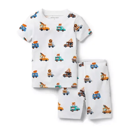 Boy White Food Truck Good Night Short Pajama In Food Truck by Janie and Jack