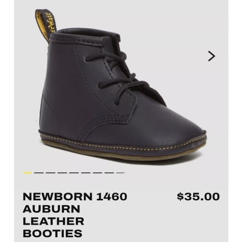 Newborn 1460 Auburn Leather Booties in Black | Dr. Martens