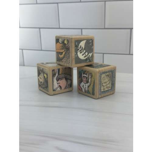 Where the Wild Things Are / Wooden Book Block / Baby Shower Decor / Storybook Blocks / Nursery Room / Wooden Baby Block / Table Centerpiece