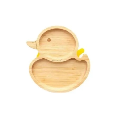 Eco Rascals Bamboo Suction Plate With Two Sections Duck, Blue