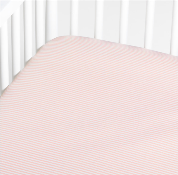 Comfy Tee Whisper Stripe Pink 100% Organic Cotton Jersey Baby Crib Fitted Sheet