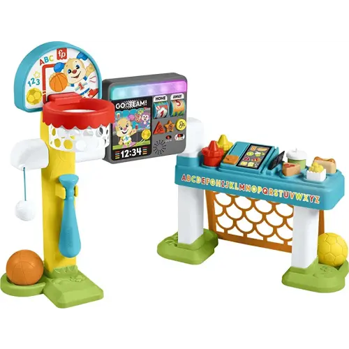 Fisher-Price Laugh & Learn Toddler Learning Toy, 4-In-1 Game Experience Sports Activity Center With Smart Stages For Ages 9+ Months, Multicolor