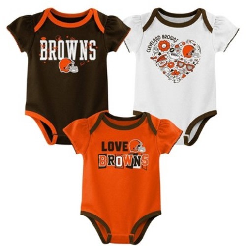 NFL Cleveland Browns Infant Girls'3pk White Bodysuit, Size: 0-3M