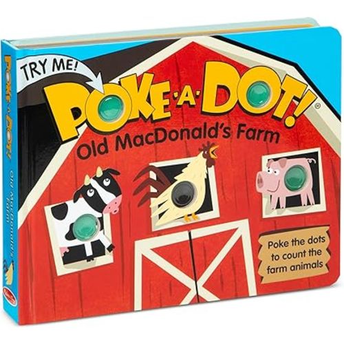Melissa & Doug Poke-a-Dot! Old MacDonald’s Farm, Interactive Children's Board Book with Buttons to Pop, Educational Sensory Toy for Toddlers & Preschoolers Ages 3+ - FSC Certified