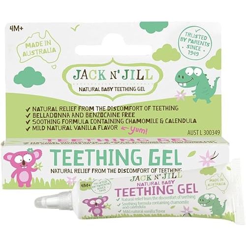 Jack N' Jill Teething Gel – Natural Baby Teething Gel for 4 Months+, Mild & Gentle with Chamomile & Calendula, Made to Be Safe if Swallowed, Made in Australia, Non-Medicated, 15g Tube