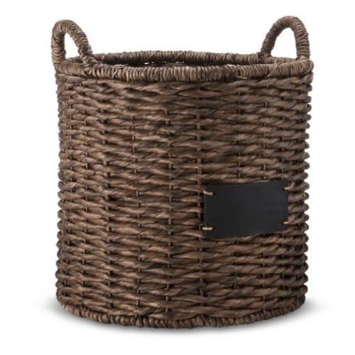 Smith & Hawken™ Round Decorative Basket with Chalkboard - Dark Finish