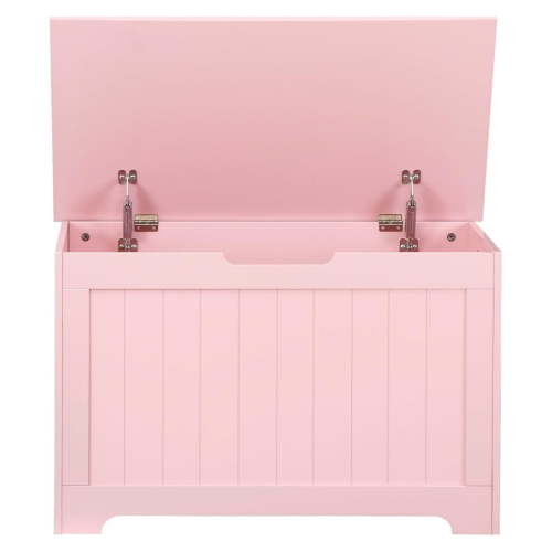 30'' Toy Box Storage Chest Trunk for Boys Girls Kids, Wooden Storage Bench Organizer Box Shoe Blanket Chest, w/2 Safety Hinges, for Living Room, Bedroom, Entryway, Pink