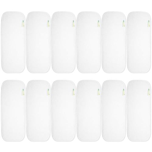 wegreeco Reusable Soft 4 Layers 12 Pack Inserts for Baby Cloth Diaper,High Absorbing Washable Liners