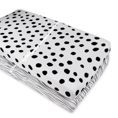 Ely's & Co. Baby Changing Pad Cover - Cradle Sheet 100%  Combed Jersey Cotton 2 Packs Gender Neutral, Color: Black and white abstract