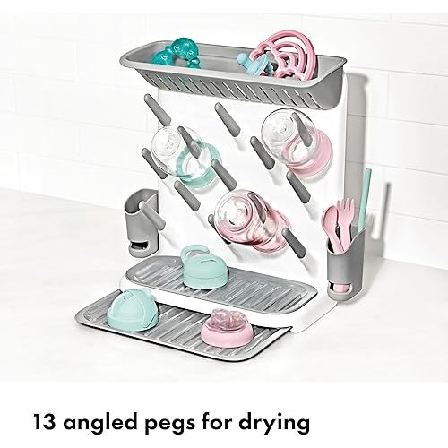 OXO Tot Expandable Drying Rack – Space-Saving Drying Rack | Newborn and Baby Essentials | Breastfeeding Essentials | Dry Baby Bottles | Save Space in Kitchen