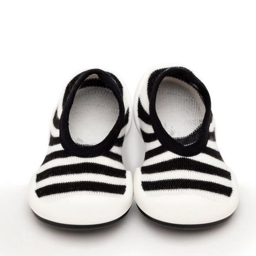 Komuello Baby Shoes - Flat Black Stripe 6-12m