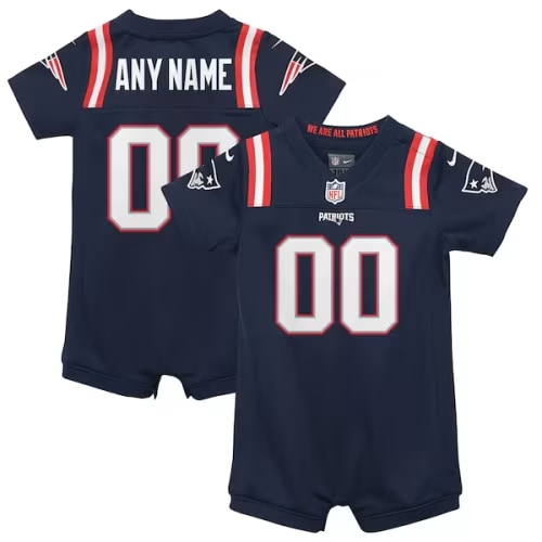 New England Patriots Nike Home Jersey Romper - Custom - Newborn