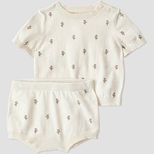 Baby Girl Little Planet by Carter's 2-Piece Organic Cotton Floral-Print Sweater Set