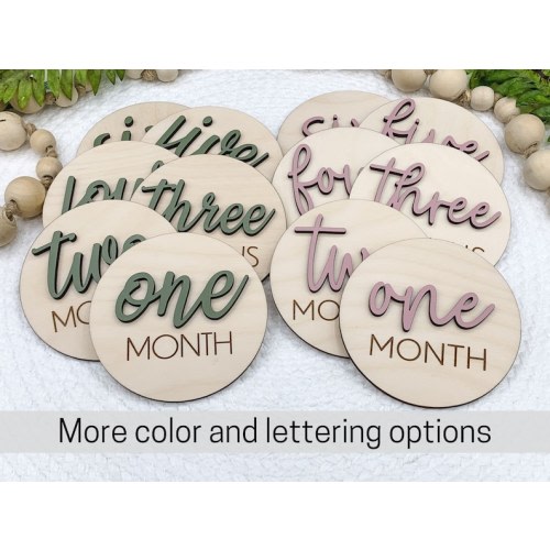 Wooden 3D Monthly Milestone Discs for Baby Photos Engraved - Etsy