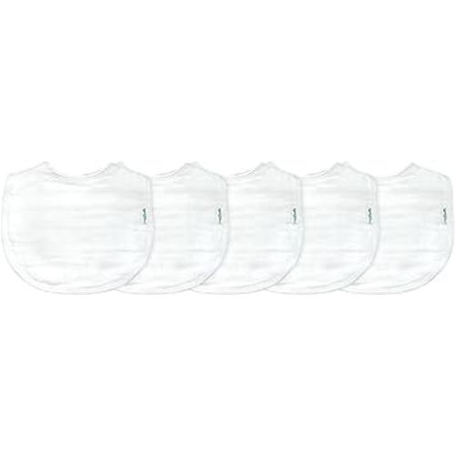 green sprouts Muslin Bibs Made from Organic Cotton| 4 Absorbent Layers Protect from sniffles, Drips, & drools | 100% Organic Cotton Muslin, Adjustable snap Closure, Machine Washable,5 Count