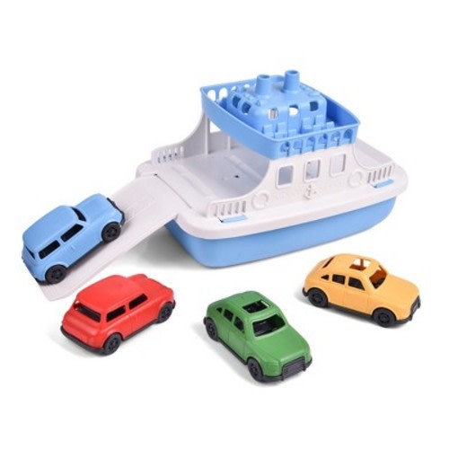 Fun Little Toys 5Pcs Toy Boat Bath Set, Bath Toys for Toddlers with 4 Mini Cars, Summer & Birthday Gifts for Boys