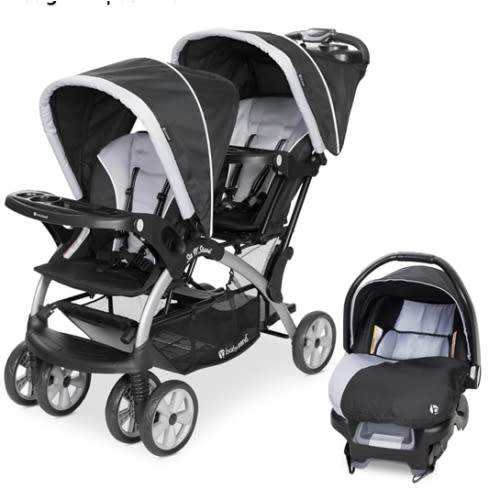 Baby Trend Infant and Toddler Double Stroller & Car Seat Combo, 2 Pc Set, Stormy
