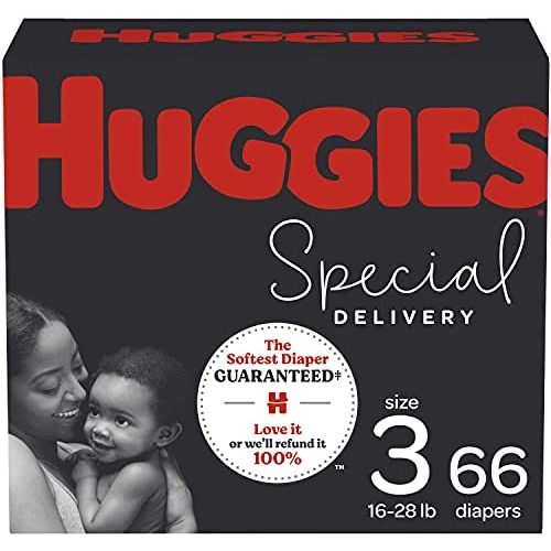 Hypoallergenic Baby Diapers Size 3, 66 Ct, Huggies Special Delivery, Softest Diaper, Safe for Sensitive Skin