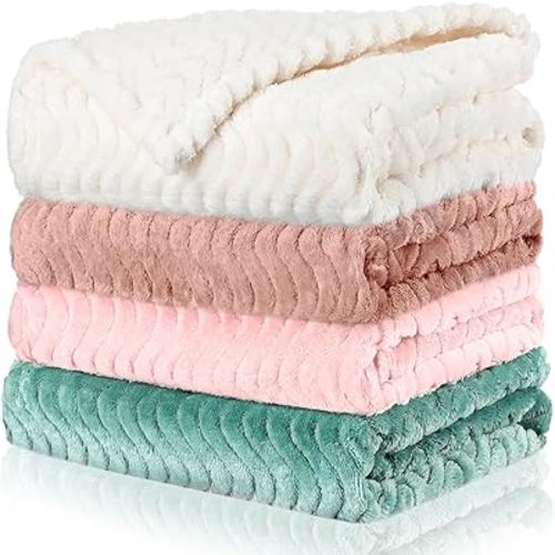 Frienda 4 Pcs Baby Fuzzy Blanket Fluffy Baby Blanket for Boys Girls Soft Warm Infant Newborn Toddler Receiving Nursery Bed Supplies, 32 x 24 Inch(Pastel Color)