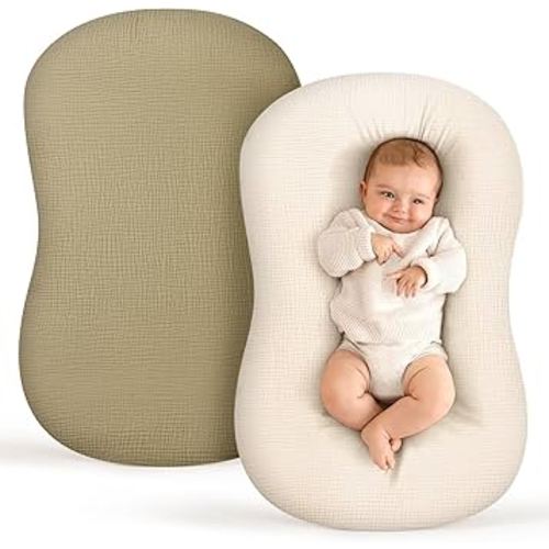 Termichy Baby Lounger Covers for Newborns: Muslin Lounger Pillow Covers Fit for Snuggle Me for Cozy Naps at Home or On The Go – Must Have Baby Nest Lounger Sheets for Toddler Girl Boy 0-12 Months
