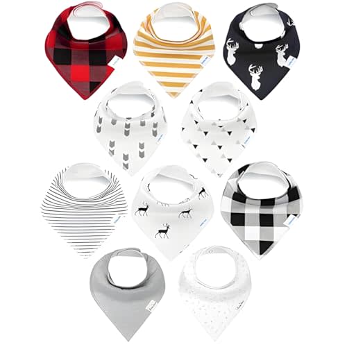 KiddyStar Organic Cotton Bandana Bibs - Premium Multi Snaps Adjustable Teething Bib for Babies - Gift for Infants & Mothers