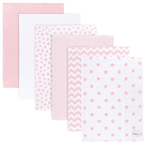 Comfy Cubs Baby Burp Cloths Set (Pack of 6) - Large, 6-Layer, Ultra Absorbent 100% Cotton for Baby Spit-Up, Drool, and Messes - Soft, Gentle, Thoughtful New Born Baby Gifts, (Pink Pattern)