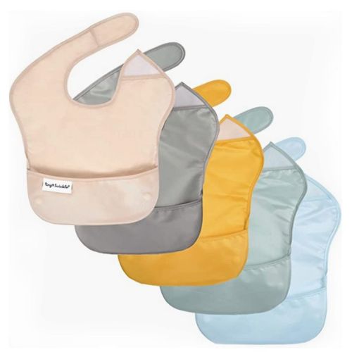 Tiny Twinkle Mess-Proof and Waterproof Baby Food Bib for Boys or Girls, Machine Washable and BPA-Free w/Adjustable Closure