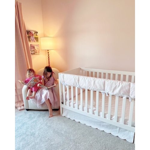 Scallop Crib Skirt with White or Pink Trim
