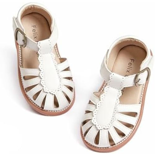 Felix & Flora Toddler Girls Sandals Soft Rubber Princess Flat Shoes Summer Flower Girl Shoes