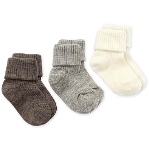Woolino Wool Baby Socks, Washable Merino Wool Infant Toddler Kids Socks, Newborn to 8 Years (Pack of 3)