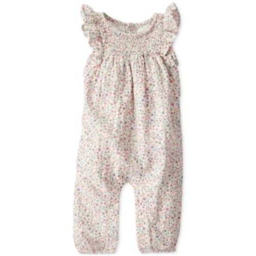 Baby Girls Organic Cotton Gauze Smocked Jumpsuit