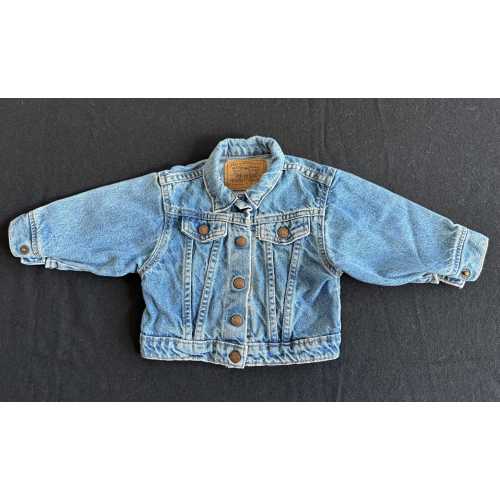 Vintage Kids Toddler Levi Denim Trucker Jean Jacket Perfectly Worn In Iconic Classic Size 12 months