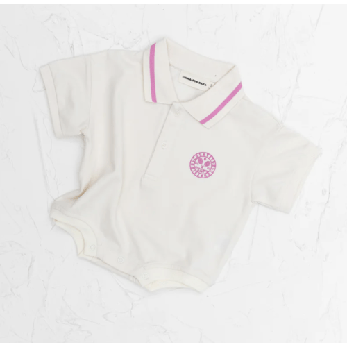 Polo Tshirt Romper - Baby Pink
