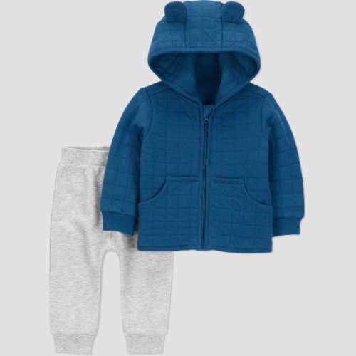 Carter's Just One You® Baby Boys' 2pc Quilted Hooded Sweatshirt & Jogger Pants Set - Blue