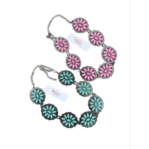 Baby/Toddler Pink Turquoise Western Concho Adjustable Belt