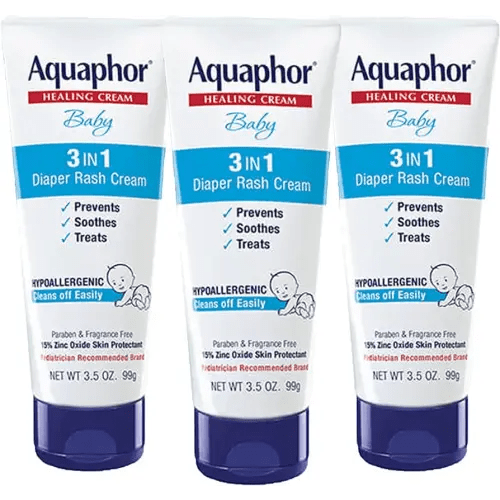 Aquaphor Baby Diaper Rash Cream, 3-in-1 Diaper Rash Relief, 3.5 Oz Tube