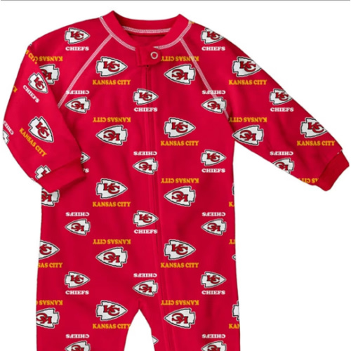 Kansas City Chiefs Red Baby Raglan Romper Pajamas - 13348270