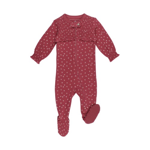 Baby Smocked Organic Cotton Zip Footie, 3-6M, Appleberry Dots