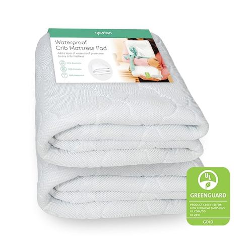 Newton Baby Waterproof Crib Mattress Pad | 100% Breathable Quilted Layer for Comfort & Universal Fitted Skirt for Secure Fit | Machine Washable | Crib Mattress Protector Pad Waterproof, 2 Packs