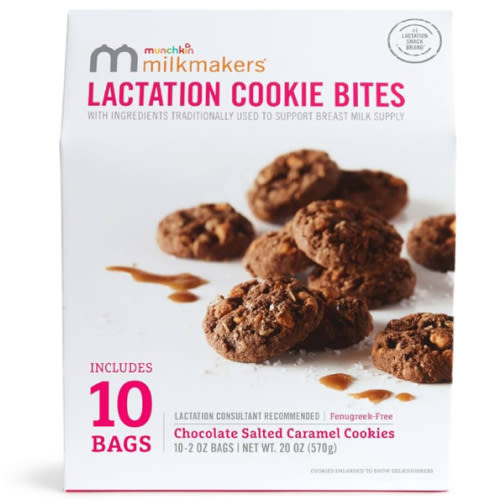 Munchkin Milkmakers Lactation Cookie Bites, Chocolate Salted Caramel, 10 Ct
