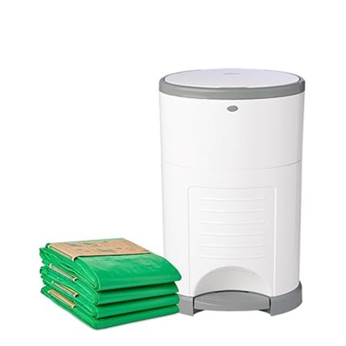 Diaper Dekor Classic Hands-Free Diaper Pail Gift Set | Just Step–Drop–Done | Doesn’t Absorb Odors | Includes 1yr of Refills | Quick Bag Change | 70% Recycled Materials | EKO White