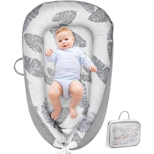 URMYWO Baby Lounger - Baby Lounger for Newborn, Breathable & Soft Baby Nest Cover Co Sleeper for Baby 0-24 Months, Babies Essentials Gifts, Portable Infant Lounger Baby Floor Seat for Home and Travel