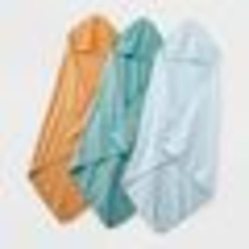 Baby 3pk Muslin Hooded Towel - Cloud Island™ Bronze: Extra Lightweight Cotton, French Terry, 30"x30"