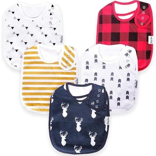 Organic Cotton Baby Bibs – Soft Teething & Drool Bib for Newborns & Toddlers – Hypoallergenic, Absorbent, Snaps