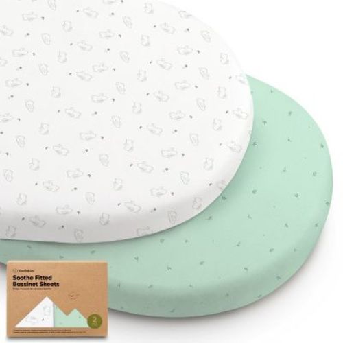 KeaBabies Organic Bassinet Sheet for Baby Girls, Boys, 2-Pack Soothe Bassinet Fitted Sheets, Bedside Bassinet Mattress Sheet (Soft White)