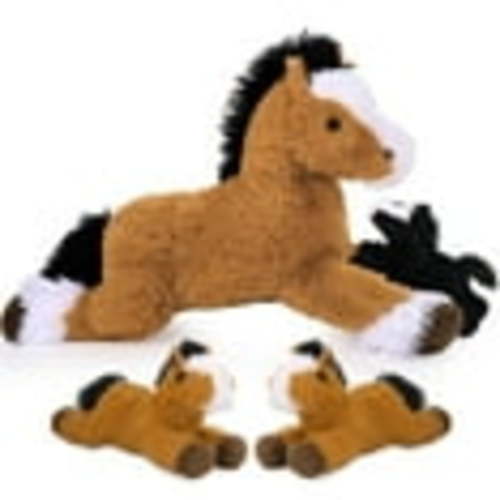 Tezituor 4Pcs Large Horse Stuffed Animal 21" Mommy Stuffed Horse's Belly Holds 3 Ponies Plush Toy